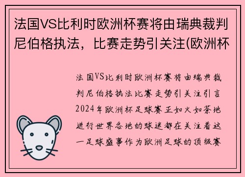 法国VS比利时欧洲杯赛将由瑞典裁判尼伯格执法，比赛走势引关注(欧洲杯法国队比利时)